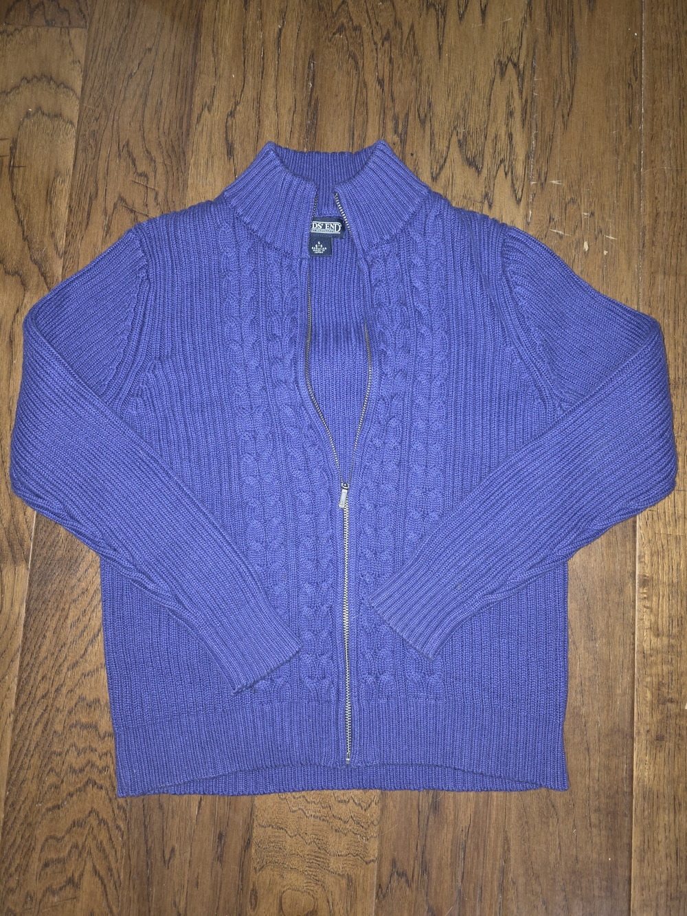 Lands' End Purple Full-Zip Cable Knit Women's Sweater